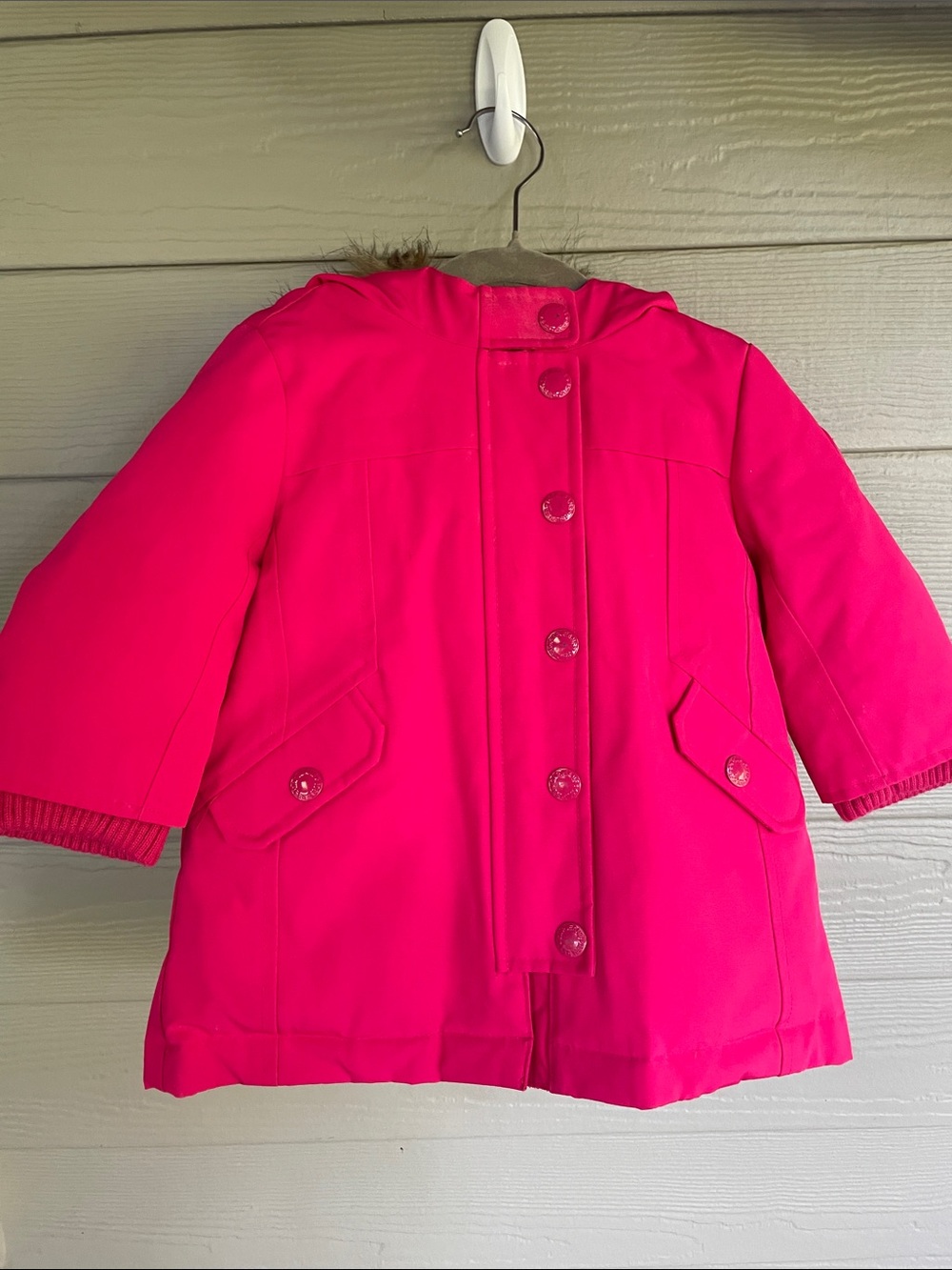 GAP Hot Pink Hooded Puffer Coat toddler 12-18 months